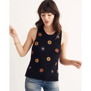 MADEWELL embroidered sweater tank in navy size XS